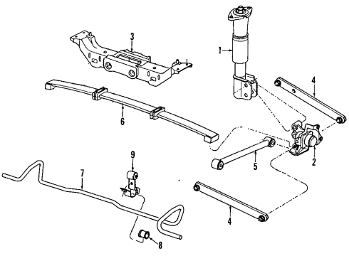 1993 Pontiac Grand Prix Rear Suspension, Stabilizer Bar Diagram 2 - Thumbnail