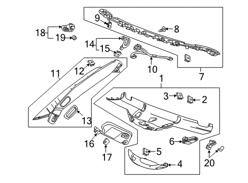 2018 Chevy Corvette Interior Trim - Roof Diagram