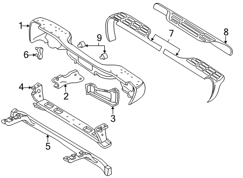 2007 GMC Sierra 3500 HD Brace, Rear Bumper Imp Bar *Black Diagram for 15154967