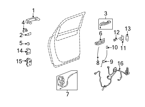 2012 Chevy Traverse Rear Door - Lock & Hardware Diagram