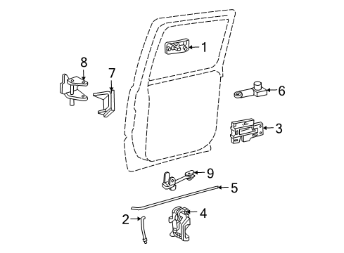 2000 Chevy Tahoe Hinge Kit,Rear Side Door Door Side Diagram for 12476452