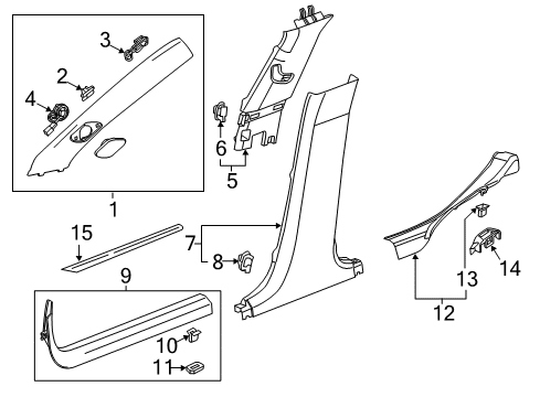 2013 Cadillac ATS Panel Assembly, Center Pillar Lower Trim *Brownstone Diagram for 84390467