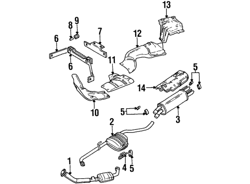 1997 Cadillac Catera Exhaust Muffler (W/Intermediate Pipes) (Lh) Diagram for 90528545