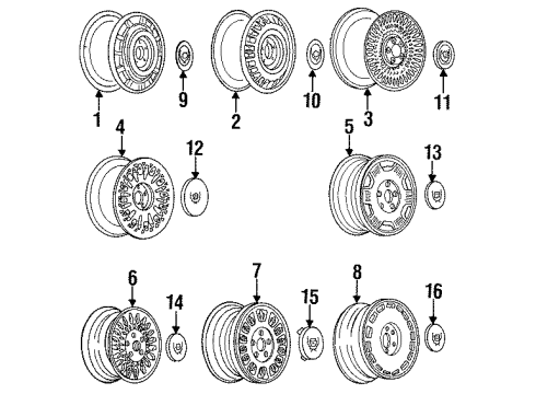 1991 Cadillac Fleetwood Wheel Rim Kit, 15X6 Diagram for 12506715