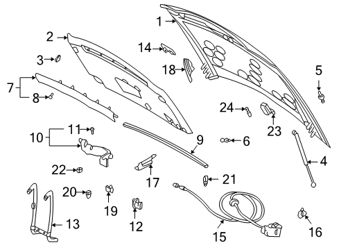 2001 Pontiac Bonneville Seal Assembly, Hood Rear Outer Diagram for 25661861