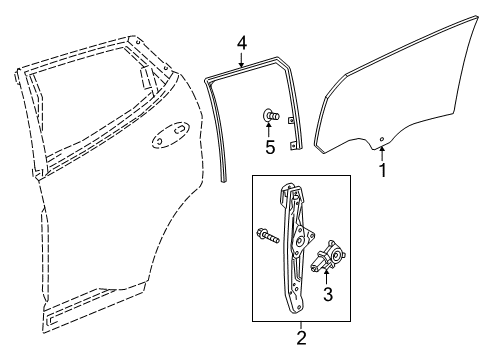 2019 Chevy Bolt EV Rear Door - Glass & Hardware Diagram