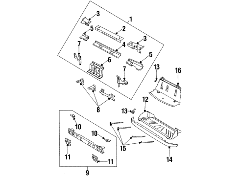 1997 Saturn SC1 Radiator Support Diagram