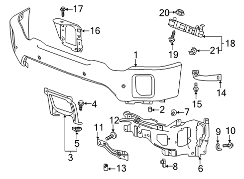 2021 GMC Sierra 3500 HD Bumper & Components - Front Diagram