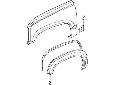 1990 Chevy K3500 Molding Pkg, Wheelhouse Opening *Bright)(Instrument Diagram for 12344022