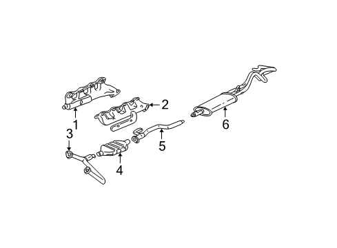 2000 Chevy K2500 Catalytic Converter Assembly (W/ Exhaust Manifold Pipe T Diagram for 15733230