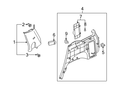 2007 Saturn Vue Interior Trim - Quarter Panels Diagram 2 - Thumbnail