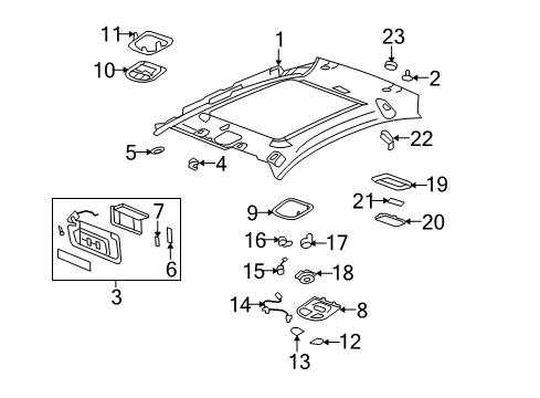 2007 Saturn Aura Interior Trim - Roof Diagram 1 - Thumbnail