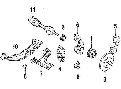 1991 Buick Skylark Front Suspension System, Front Axle Diagram 1 - Thumbnail