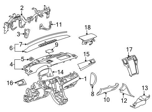 2013 Cadillac Escalade ESV Instrument Panel Diagram