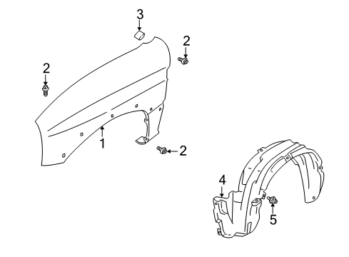 2000 Chevy Tracker Panel Kit,Front Fender Outer,RH (On Esn) Diagram for 91176546