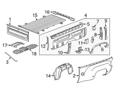 2017 Chevy Silverado 3500 HD Pick Up Box Components Diagram 2 - Thumbnail