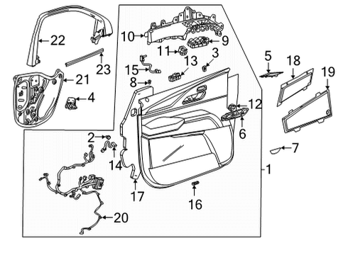 2022 Cadillac Escalade Interior Trim - Front Door Diagram