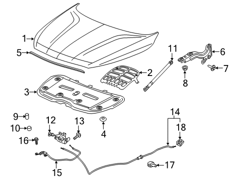 2018 Buick Enclave Latch Assembly, Hood Primary & Secondary Diagram for 84160735