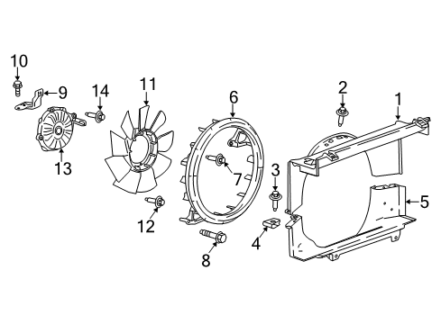 2019 GMC Savana 3500 Bolt,Engine Coolant Fan Shroud Diagram for 15964943