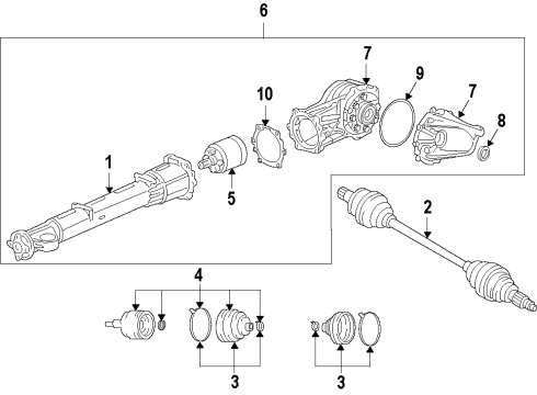 2008 GMC Acadia Rear Axle Shafts & Differential Diagram