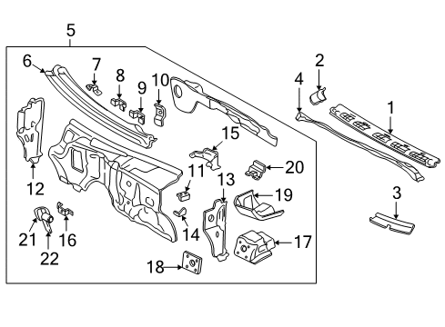 1997 Chevy S10 Panel,Air Inlet Grille Diagram for 15759571