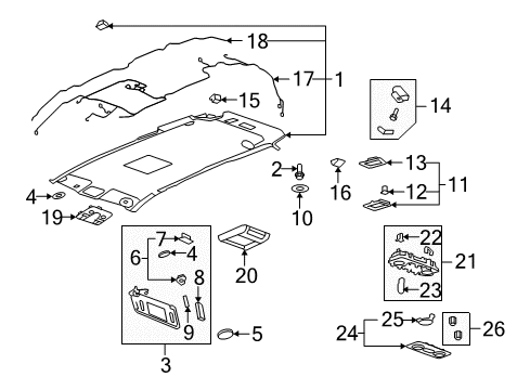 2011 Buick Enclave Panel, Headlining Trim *Cashmere Diagram for 20852823