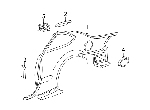 2001 Oldsmobile Alero Quarter Panel & Components Diagram 1 - Thumbnail