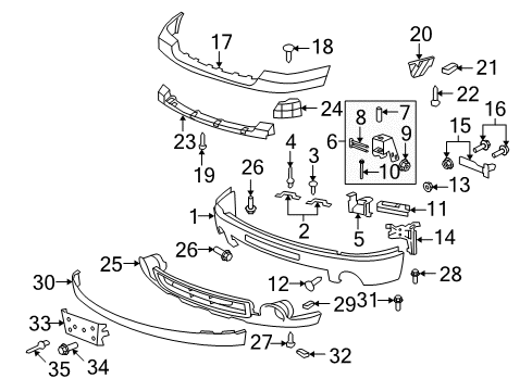 2012 GMC Sierra 1500 Front Bumper Diagram 2 - Thumbnail