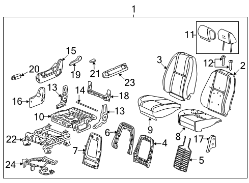 2007 Chevy Suburban 2500 Seat Assembly, Driver *Ebony Diagram for 15865135