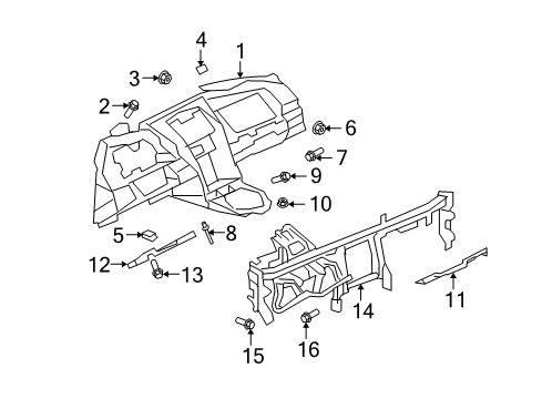 2010 Saturn Sky Bar Assembly, Instrument Panel Tie Diagram for 15855825