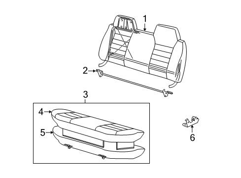 2004 Chevy S10 Pad,Rear Seat Cushion Diagram for 88953031