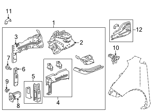 2018 Chevy Spark Structural Components & Rails Diagram