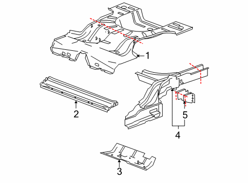 2008 Pontiac G6 Rear Body - Floor & Rails Diagram