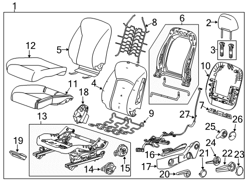 2015 Buick Verano Lever, Front Seat Tilt Adjuster *Jet Black Diagram for 95971099