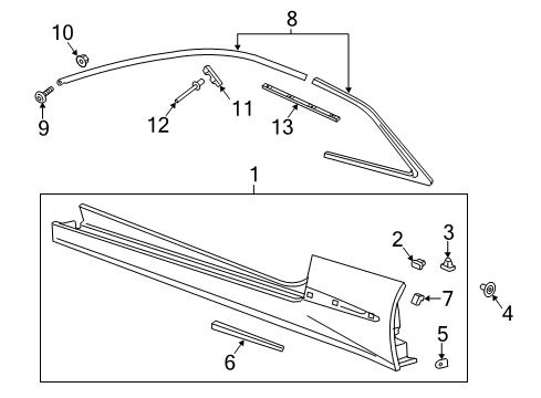 2014 Cadillac ELR Molding Assembly, Rkr Pnl *Serv Primer Diagram for 23472363