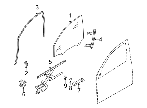 2011 Chevy Aveo5 Front Door - Glass & Hardware Diagram