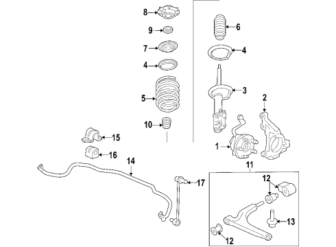 2007 Pontiac G6 Front Suspension, Control Arm, Stabilizer Bar Diagram 3 - Thumbnail