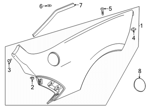 2024 Chevy Corvette DOOR-F/TNK FIL *GRAY PRIMER R Diagram for 86825583