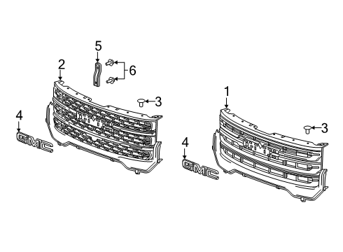 2023 GMC Acadia Grille Assembly, Front *Black Diagram for 84849520