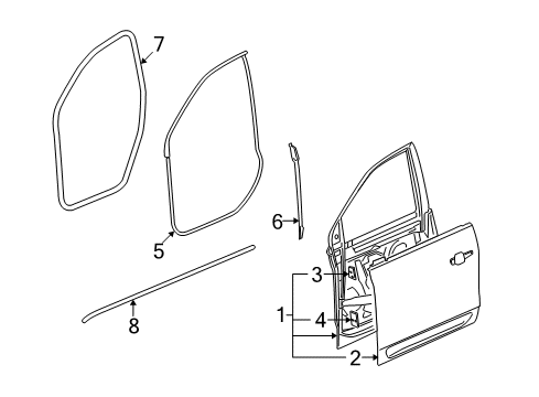 2016 Buick Enclave Front Passenger Side Power Window Regulator And Motor Assembly (Rh) Diagram for 22867701