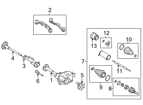 2008 GMC Sierra 2500 HD Carrier & Front Axles Diagram