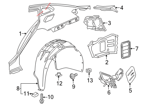 2016 Chevy Malibu Pocket Assembly, Body Side Tail Lamp Diagram for 23393178