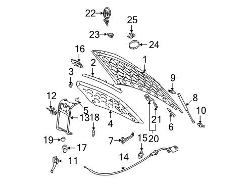 2000 Cadillac DeVille Hood Emblem Assembly "Argent Crest" Diagram for 25704428