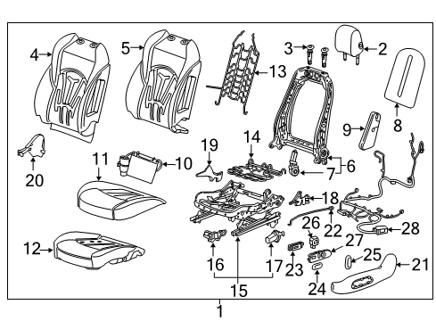 2019 Buick LaCrosse Driver Seat Components Diagram