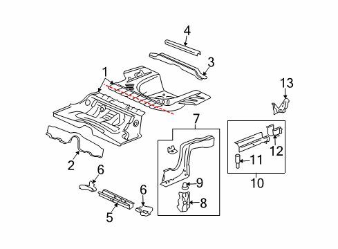 2010 Cadillac STS Extension, Floor Panel #5 Cross Bar Diagram for 10369747