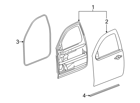 2008 Chevy Silverado 1500 Panel Assembly, Front Side Door Outer Diagram for 20840672