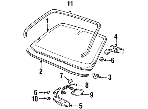 2002 Oldsmobile Aurora Windshield Glass, Reveal Moldings Diagram