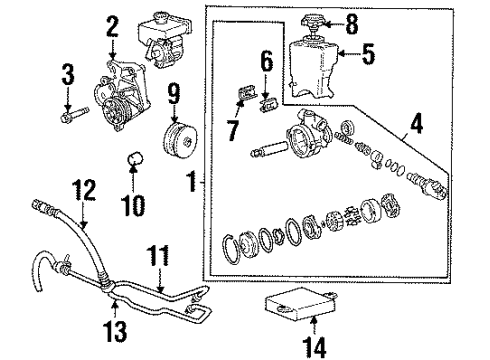 1994 Pontiac Grand Am P/S Pump & Hoses, Steering Gear & Linkage Diagram 5 - Thumbnail