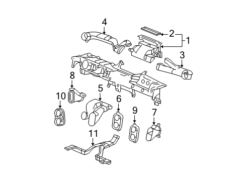 2006 Pontiac Grand Prix Duct Assembly, Floor Rear Air Outlet Diagram for 10348191