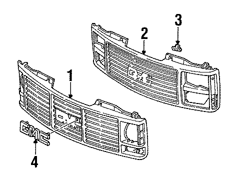 1997 GMC C1500 Suburban Grille & Components Diagram